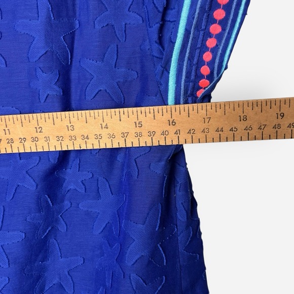Vineyard Vines Starfish Shift Dress Blue Sz 4 Dot‎ Cotton Silk Pink Turquoise - Picture 9 of 11